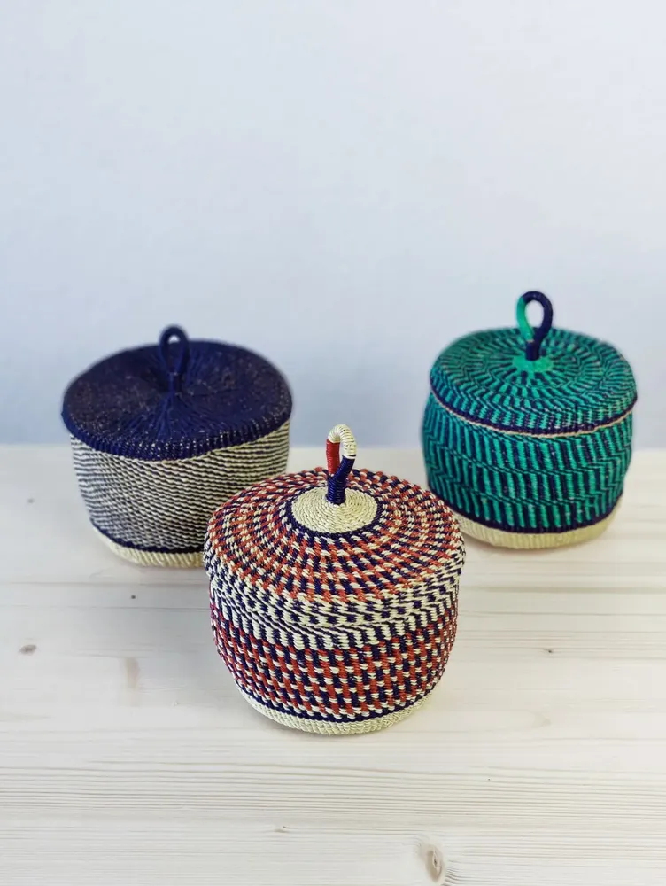 Corbeilles - Nunya Panier à couvercle | Panier de rangement petit | Turquoise - SOLOKO