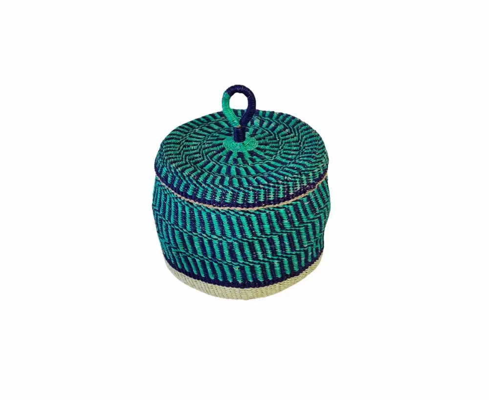 Corbeilles - Nunya Panier à couvercle | Panier de rangement petit | Turquoise - SOLOKO