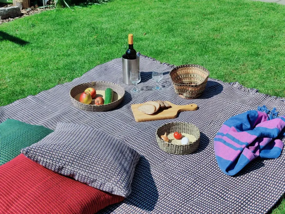 Throw blankets - Handwoven Blanket | Ability Skyblue Brown | Handmade Throw | Kente - SOLOKO