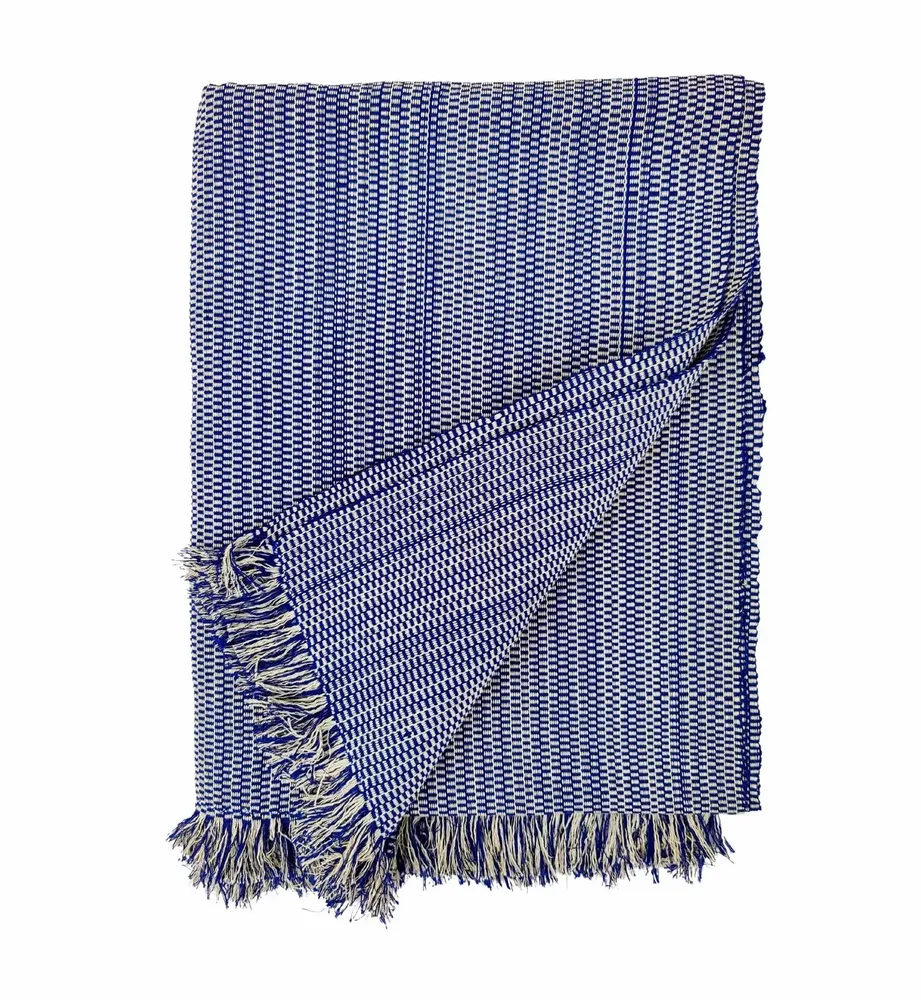 Throw blankets - Handwoven Blanket | Two is One Royal Blue | Handmade Throw | Kente - SOLOKO