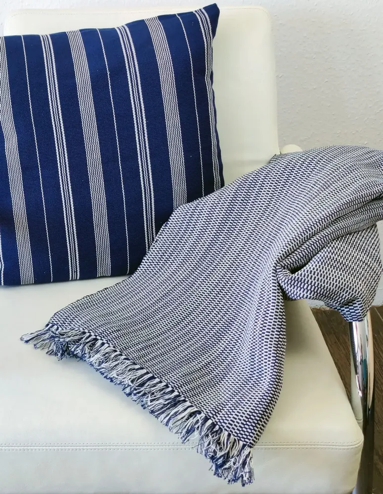 Throw blankets - Handwoven Blanket | Two is One Royal Blue | Handmade Throw | Kente - SOLOKO