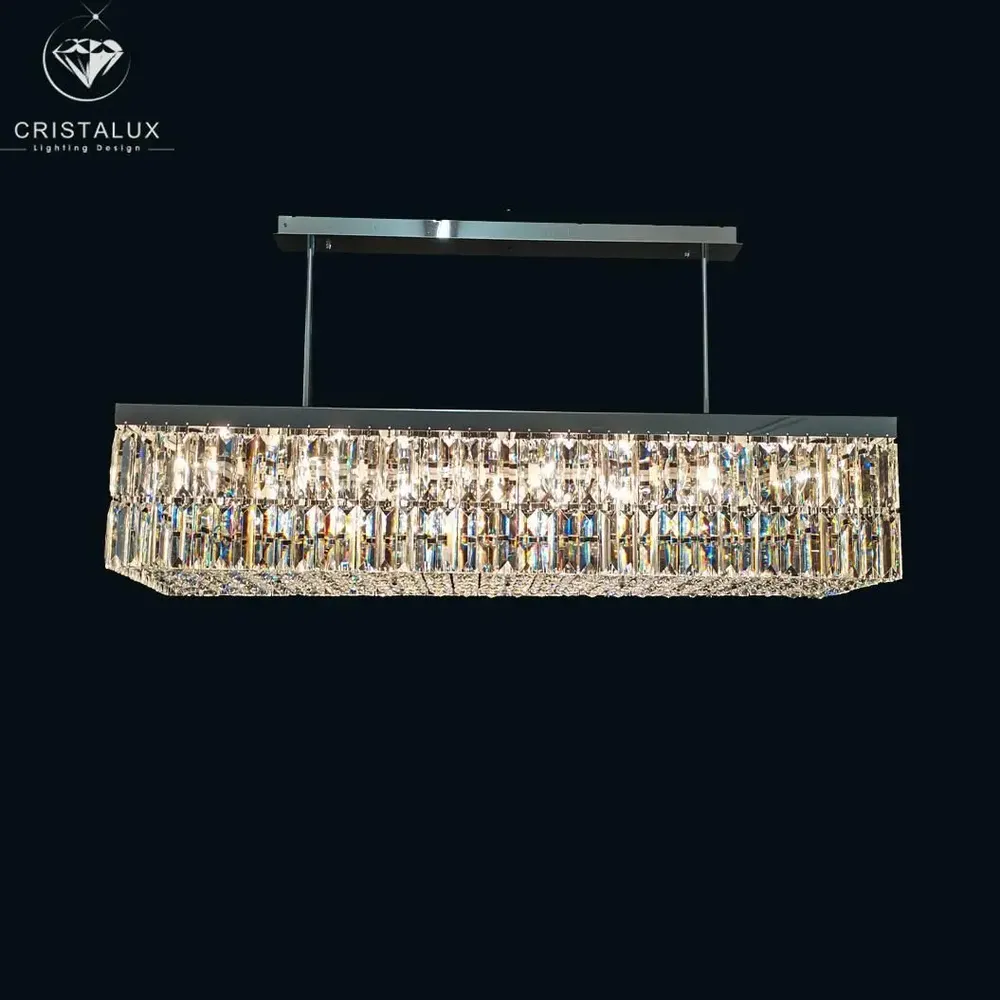 Hanging lights - 1309 Modern Rectangular Chandelier - CRISTALUX  LIGHTING DESIGN