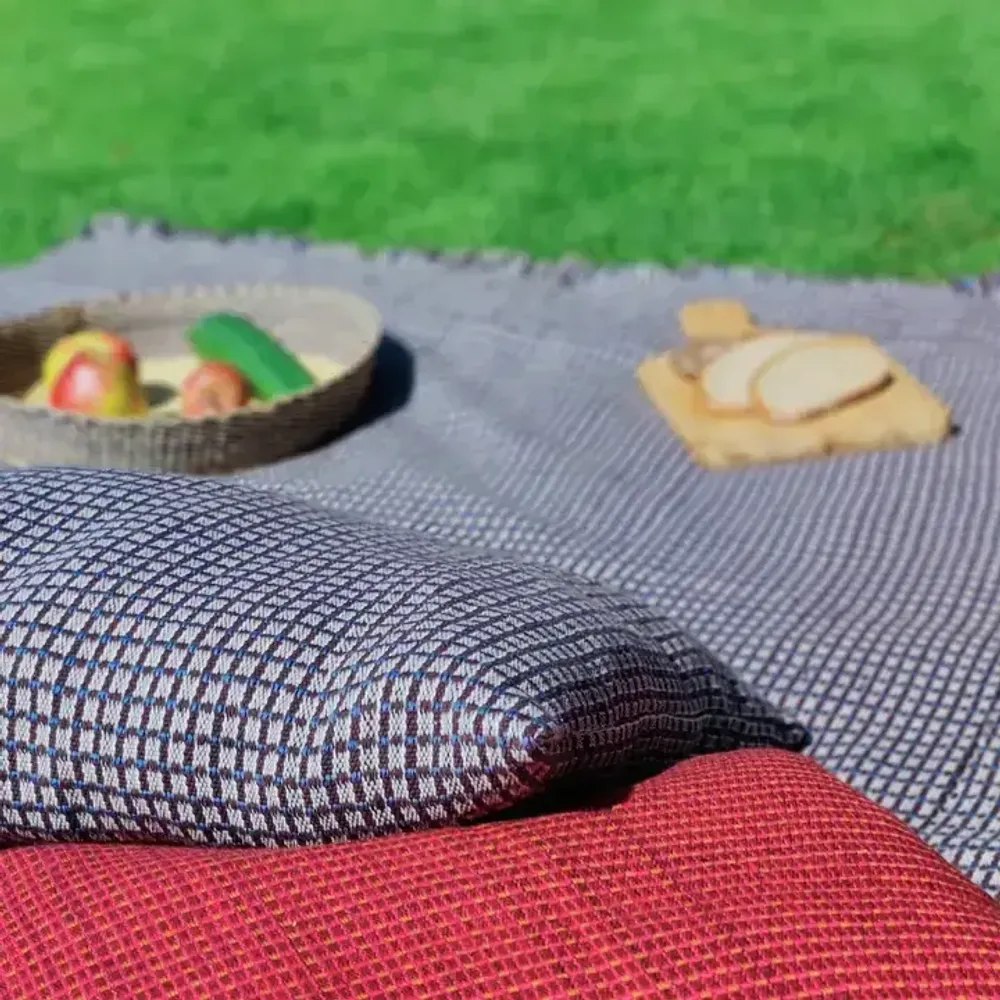 Coussins textile - Housse de coussin tissée à la main | Ability skyblue brown - SOLOKO