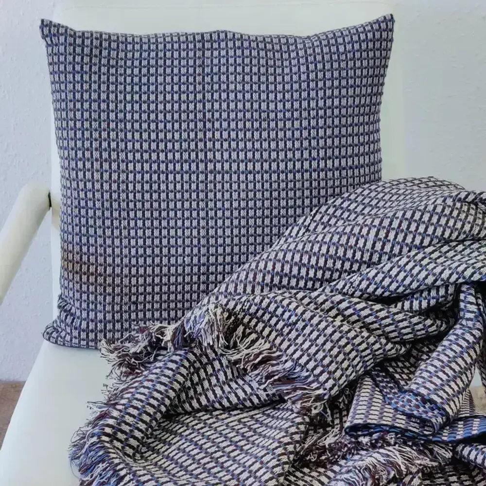Coussins textile - Housse de coussin tissée à la main | Ability skyblue brown - SOLOKO