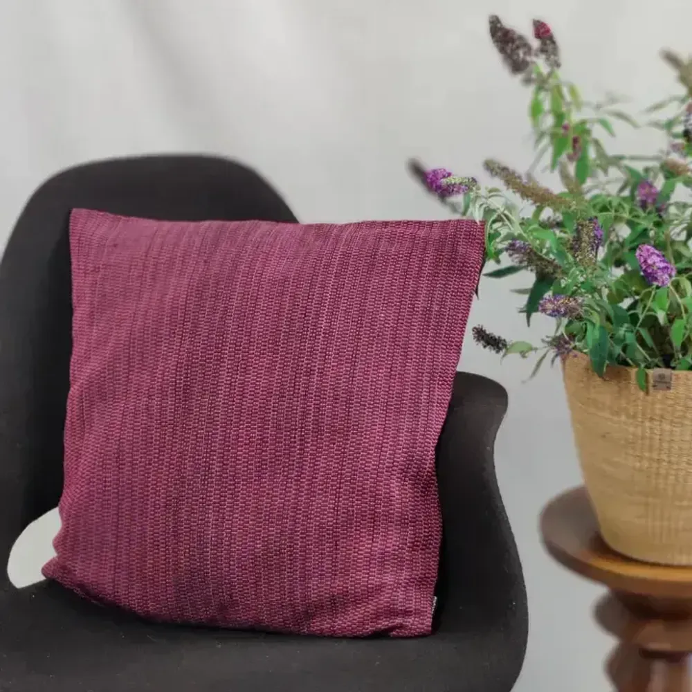Fabric cushions - Cushion Cover Handwoven | Two is One wine red, pink - SOLOKO