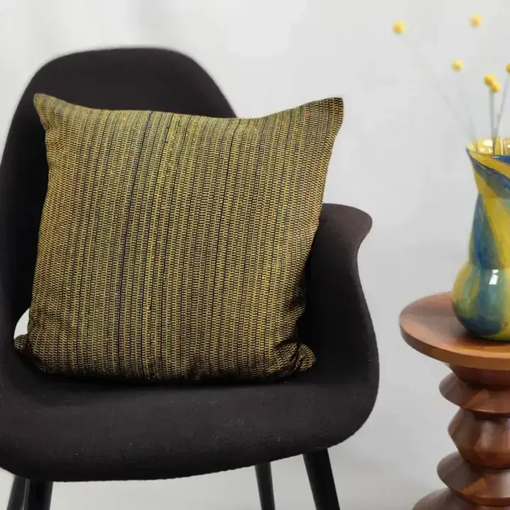 Coussins textile - Housse de coussin tissée à la main | Two is One bleu jaune - SOLOKO