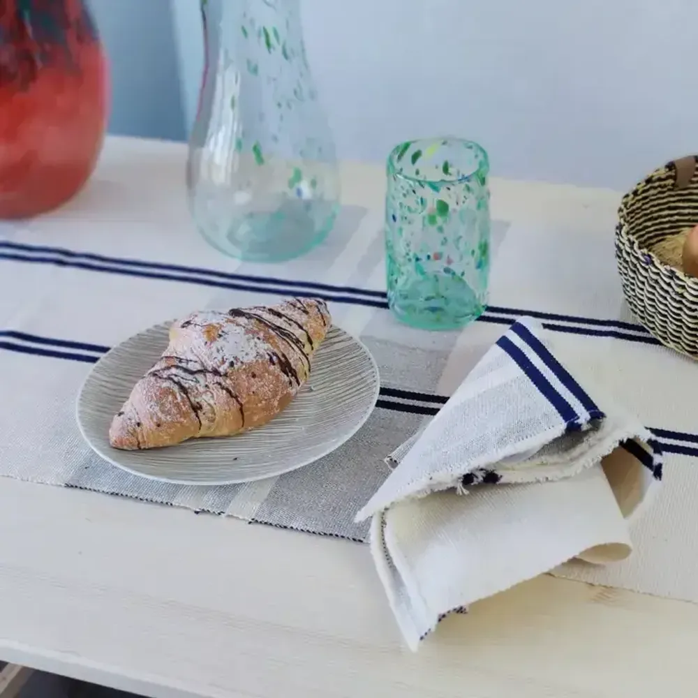 Serviettes - Serviette en coton tissée à la main | Anloga bleu royal, beige - SOLOKO