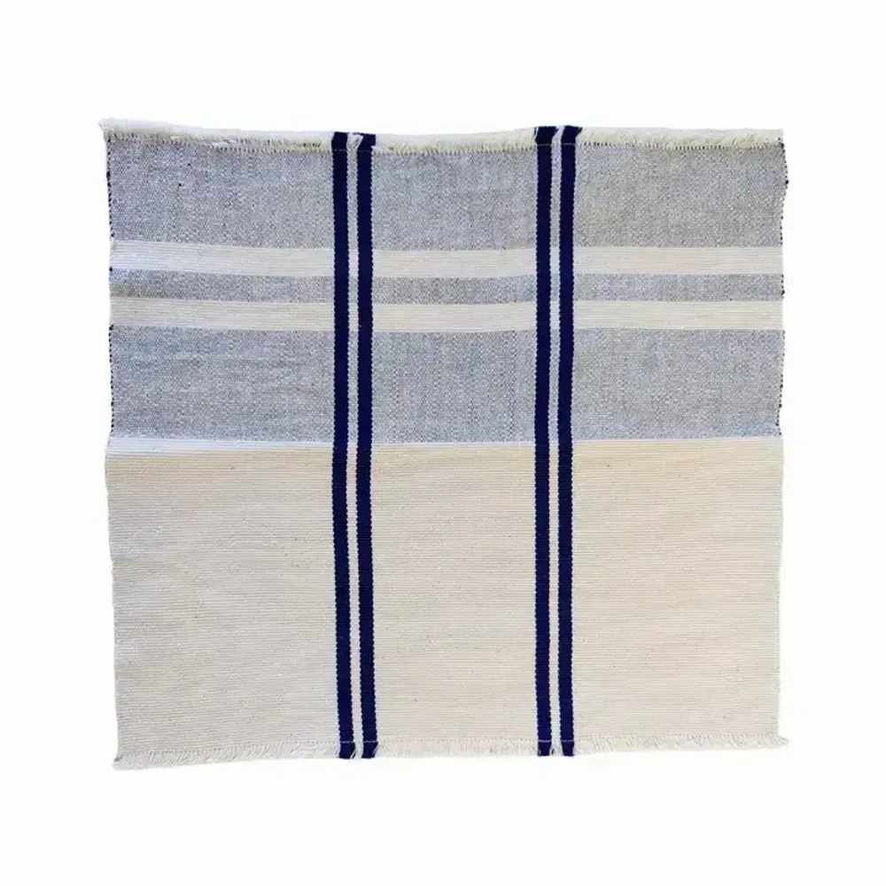 Serviettes - Serviette en coton tissée à la main | Anloga bleu royal, beige - SOLOKO