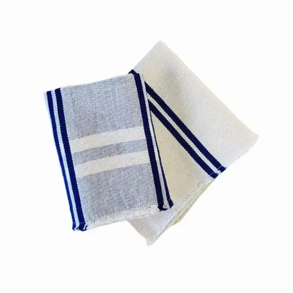 Serviettes - Serviette en coton tissée à la main | Anloga bleu royal, beige - SOLOKO
