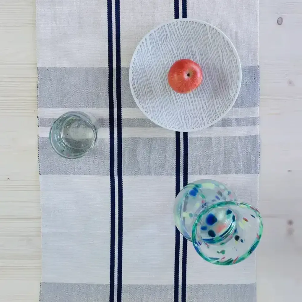 Table cloths - Handwoven Cotton Table Runner | Anloga Royal Blue, Beige - SOLOKO