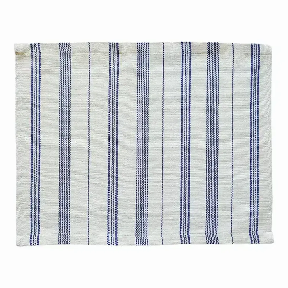 Placemats - Handwoven Placemat Napkin | Tsiame Beige Blue Stripes - SOLOKO