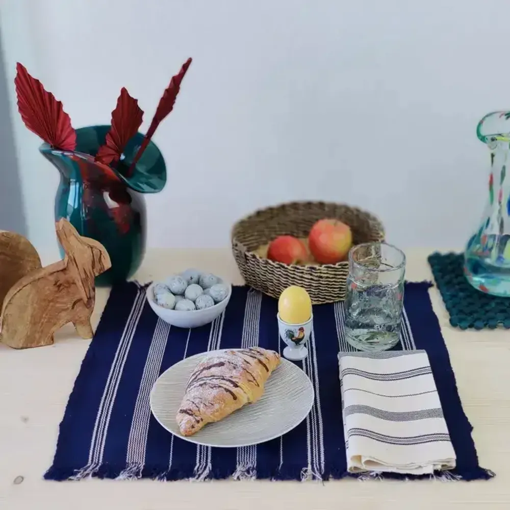 Placemats - Handwoven Placemat Napkin | Tsiame Royal Blue - SOLOKO
