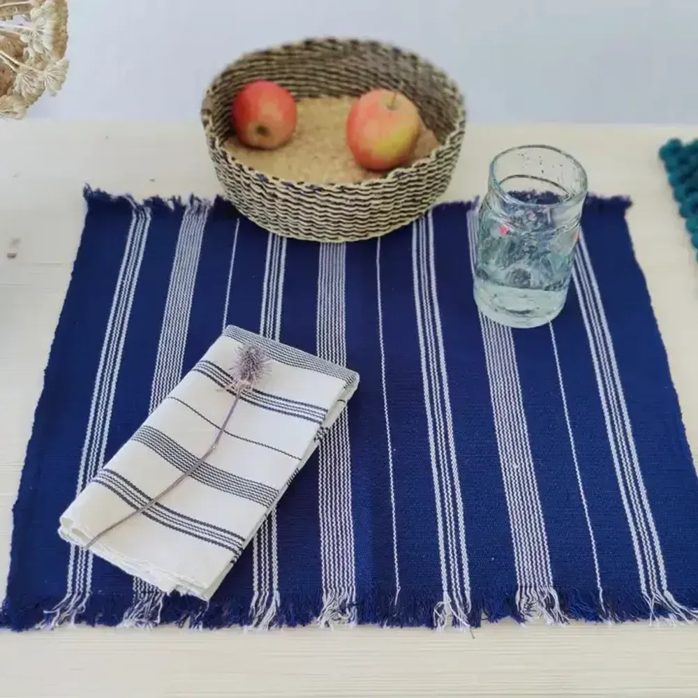 Placemats - Handwoven Placemat Napkin | Tsiame Royal Blue - SOLOKO