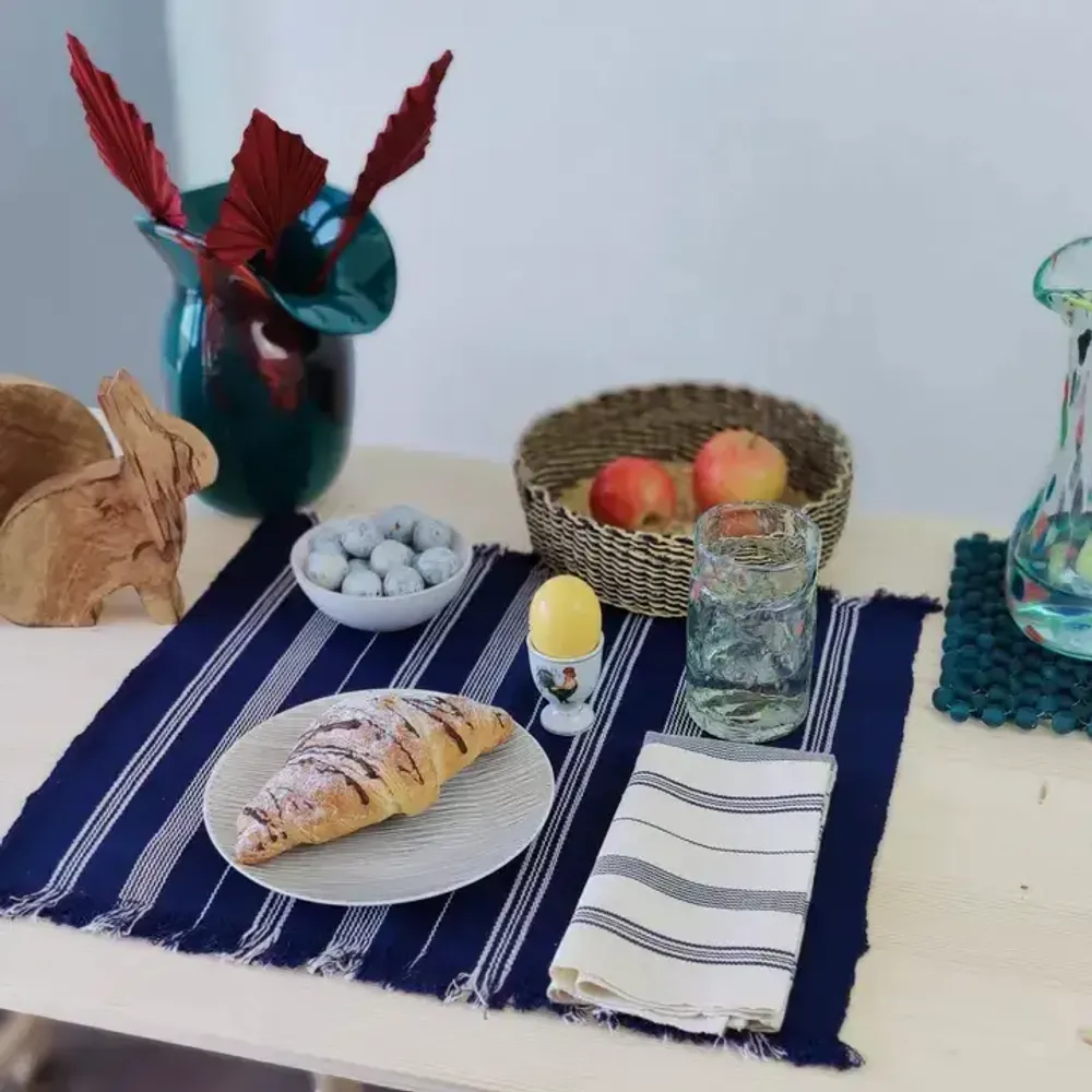 Placemats - Handwoven Placemat Napkin | Tsiame Royal Blue - SOLOKO
