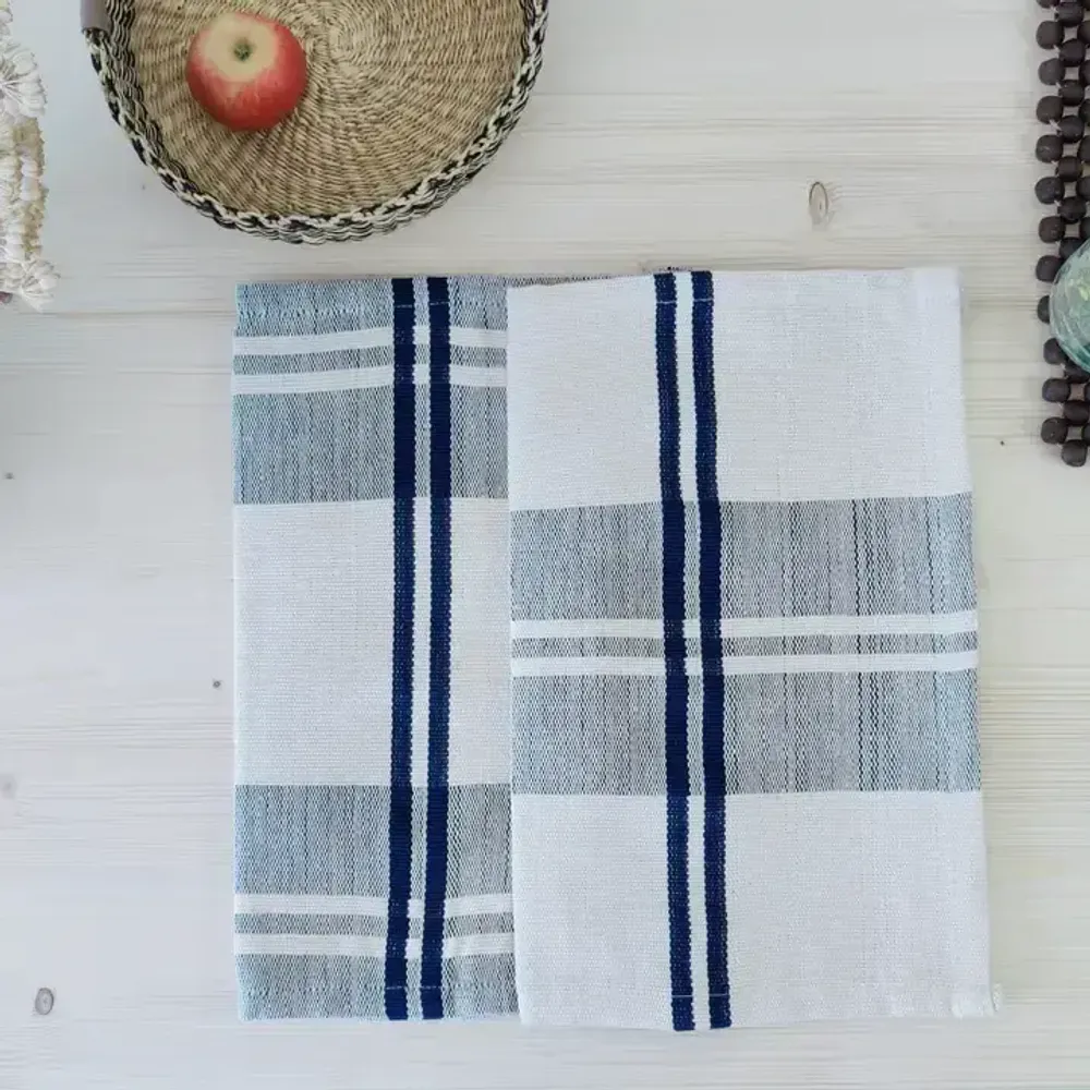 Placemats - Handwoven Placemat Napkin | Anloga Beige Blue - SOLOKO