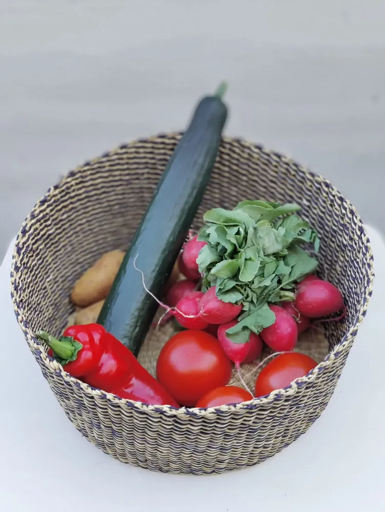 Corbeilles - Venyo High - Panier de table tissé | Panier à fruits + à pain | Bleu - SOLOKO