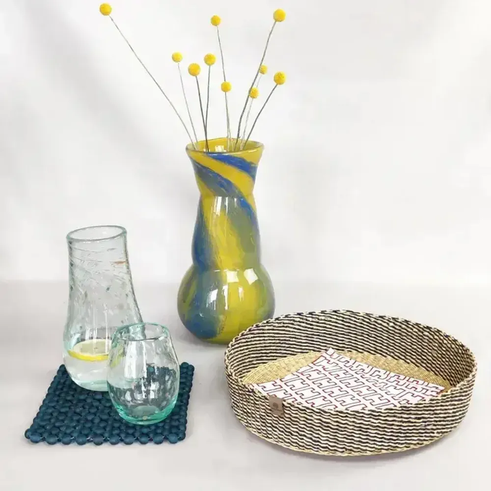 Corbeilles - Venyo Low - Panier de table | Plateau & panier de service | Bleu - SOLOKO