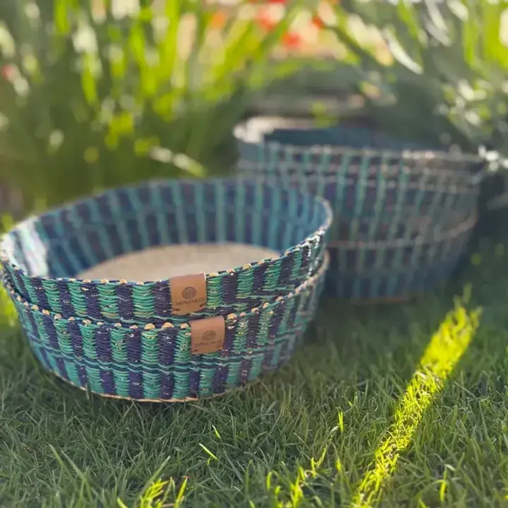 Corbeilles - Venyo Small - Panier de table tissé | Panier de rangement | Turquoise - SOLOKO