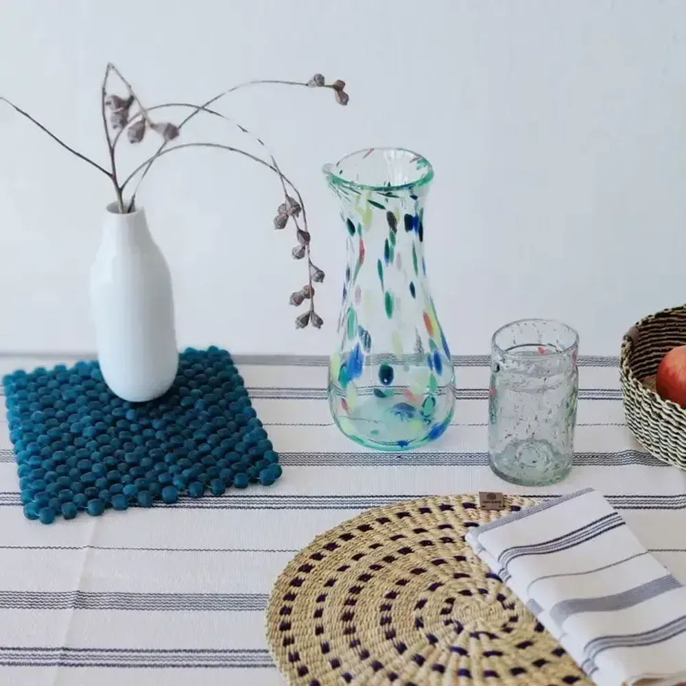 Dessous de plat - Napperon en verre Nunana | Dessous-de-plat | Napperon en Beads | Bleu - SOLOKO