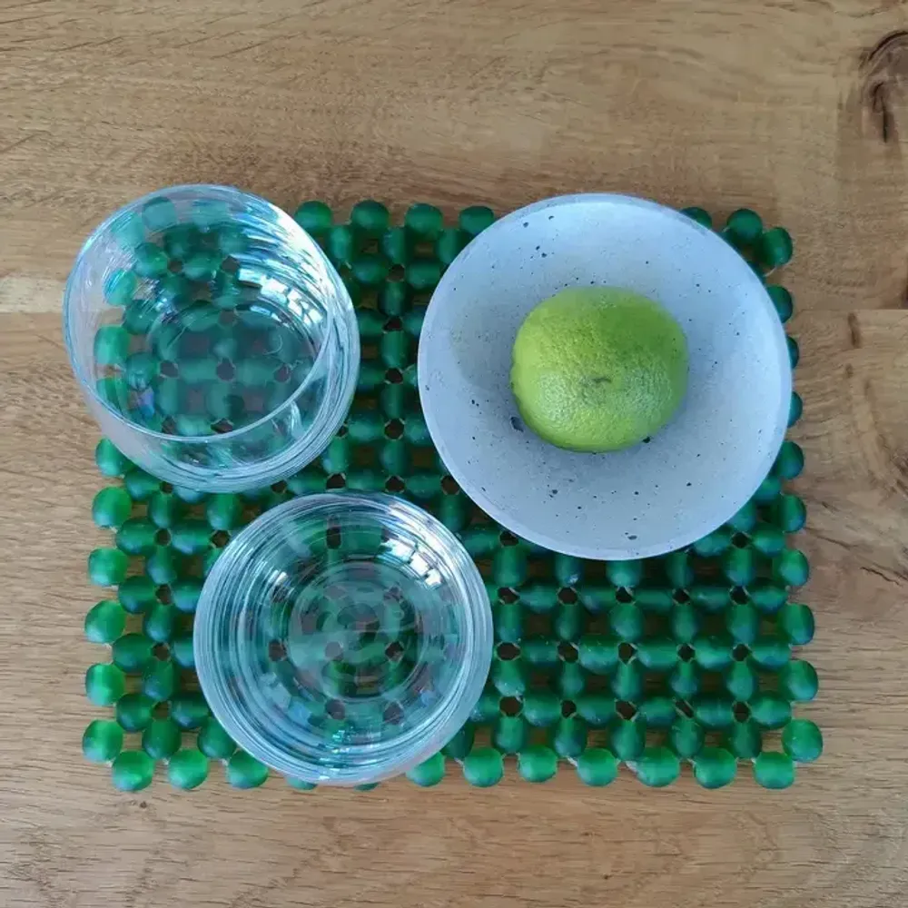 Dessous de plat - Napperon en verre Nunana | Dessous-de-plat | Napperon en Beads | Vert - SOLOKO