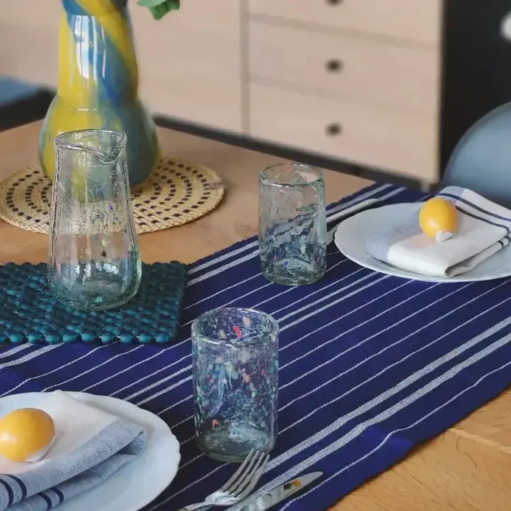 Glass - Linear Drinking Glass | Recycled Glass| Mouthblown Tumbler - SOLOKO