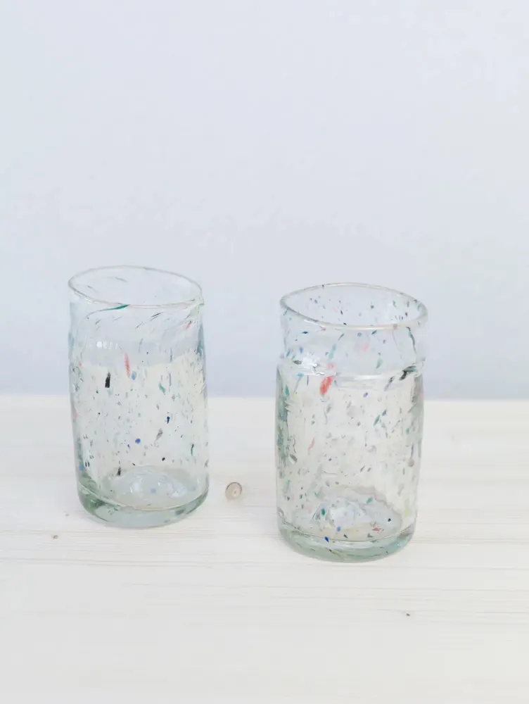 Glass - Linear Drinking Glass | Recycled Glass| Mouthblown Tumbler - SOLOKO