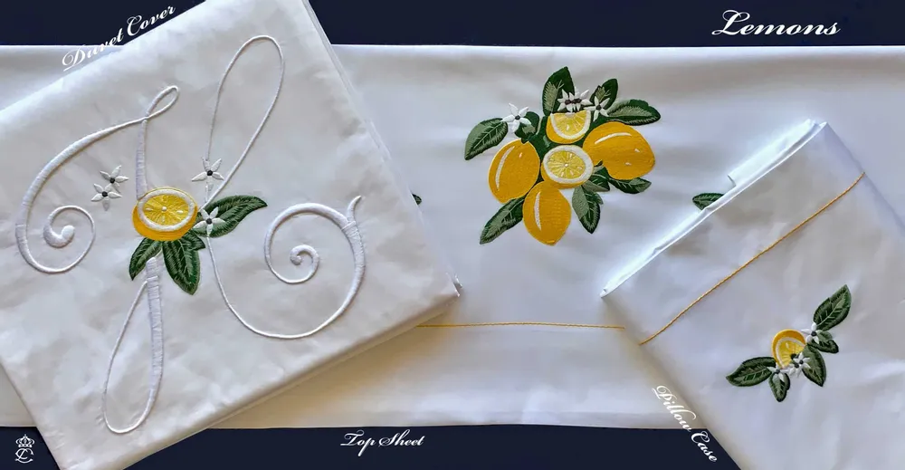 Linge de lit - CITRONS - LINHO DO CASTELO - LIN DE CHATEAU