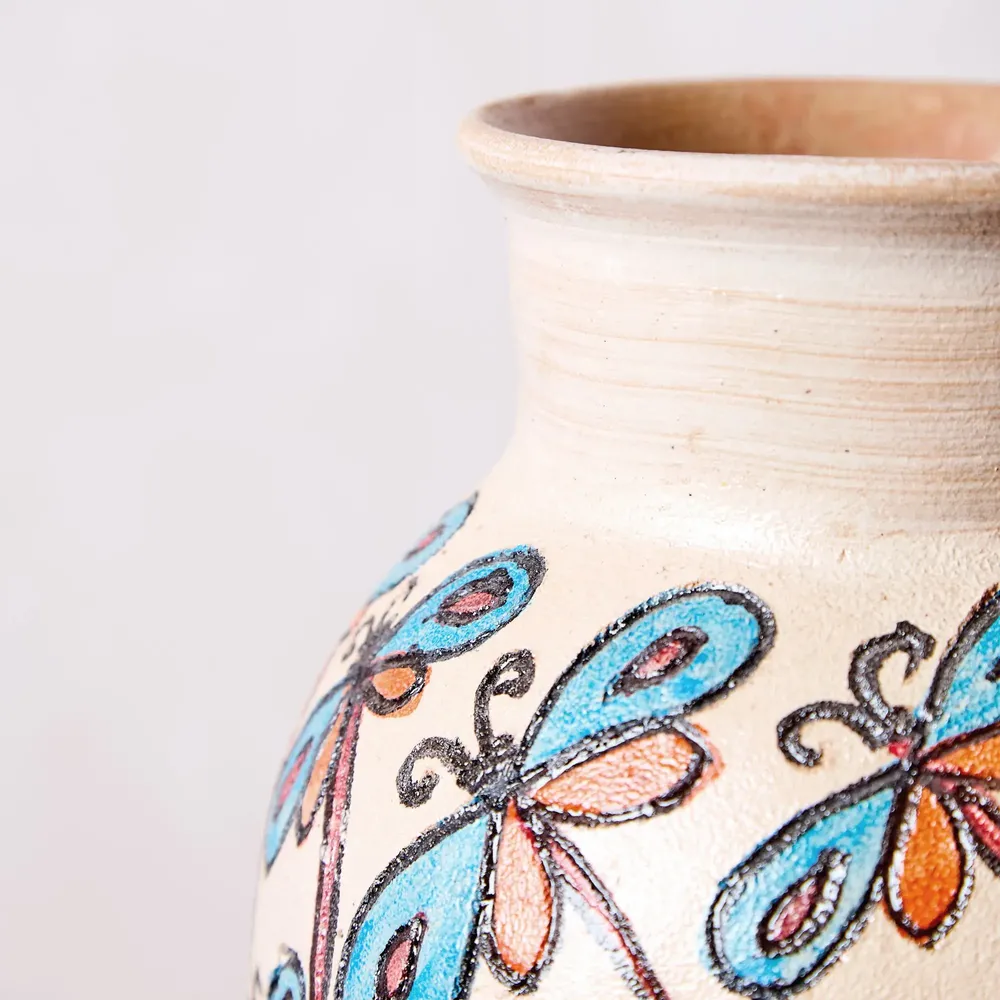 Vases - Small Painted Clay Vase with Dragonflies - HUAKAL