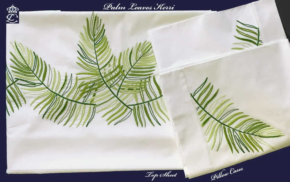 Linge de lit - FEUILLES DE PALMIER KERRI - LINHO DO CASTELO - LIN DE CHATEAU