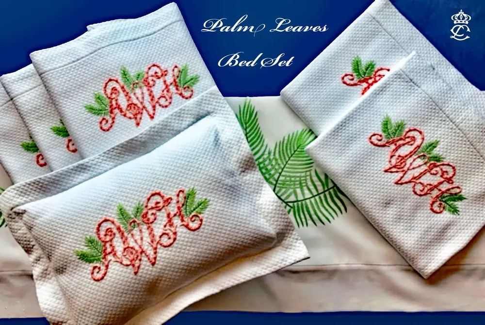 Linge de lit - FEUILLES DE PALMIER KERRI - LINHO DO CASTELO - LIN DE CHATEAU