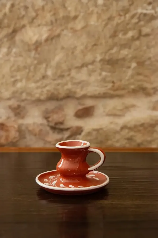 Ceramic - Anthologist Ceramic Candlestick With Handle, Red Clay - ANTHOLOGIST