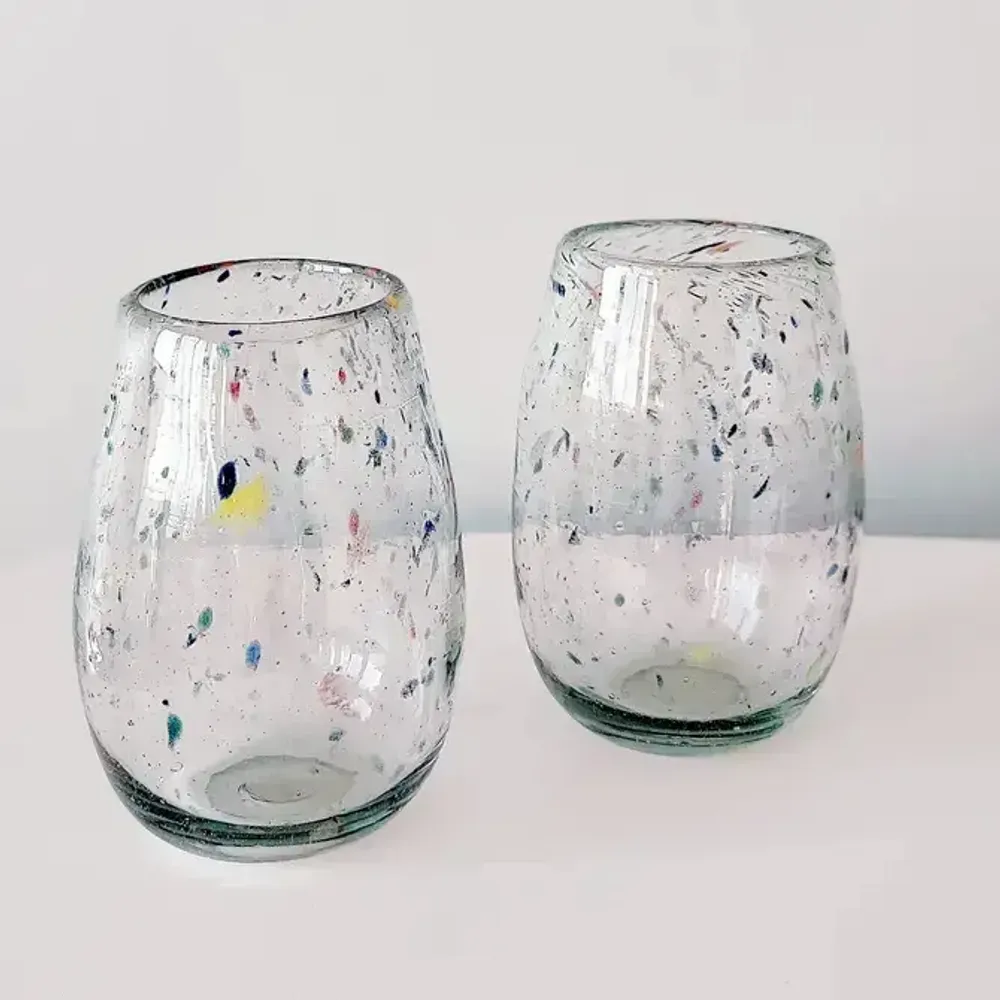 Glass - Oval Drinking Glass | Recycled Glass| Mouthblown Tumbler - SOLOKO