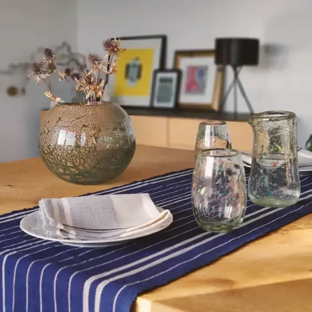 Glass - Oval Drinking Glass | Recycled Glass| Mouthblown Tumbler - SOLOKO