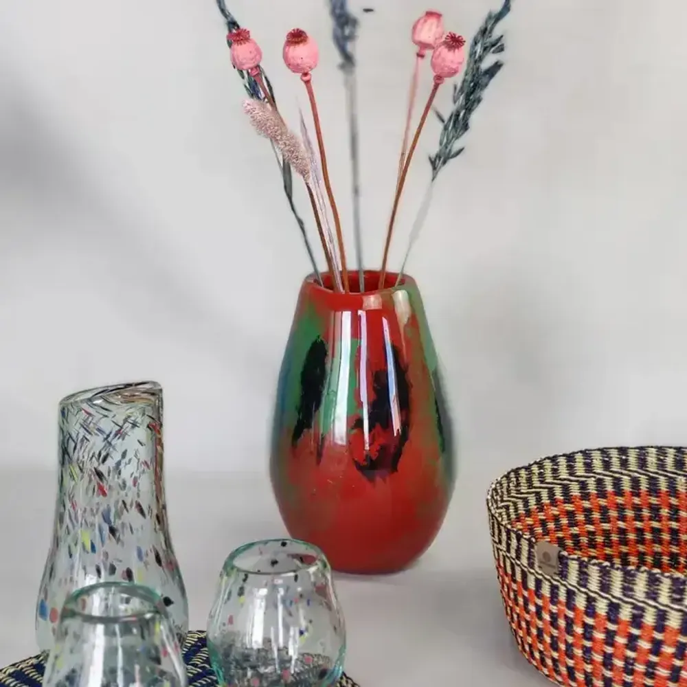 Vases - Glass Vase ROSE | Mouthblown | Recycled Glass | Red Blue Green - SOLOKO
