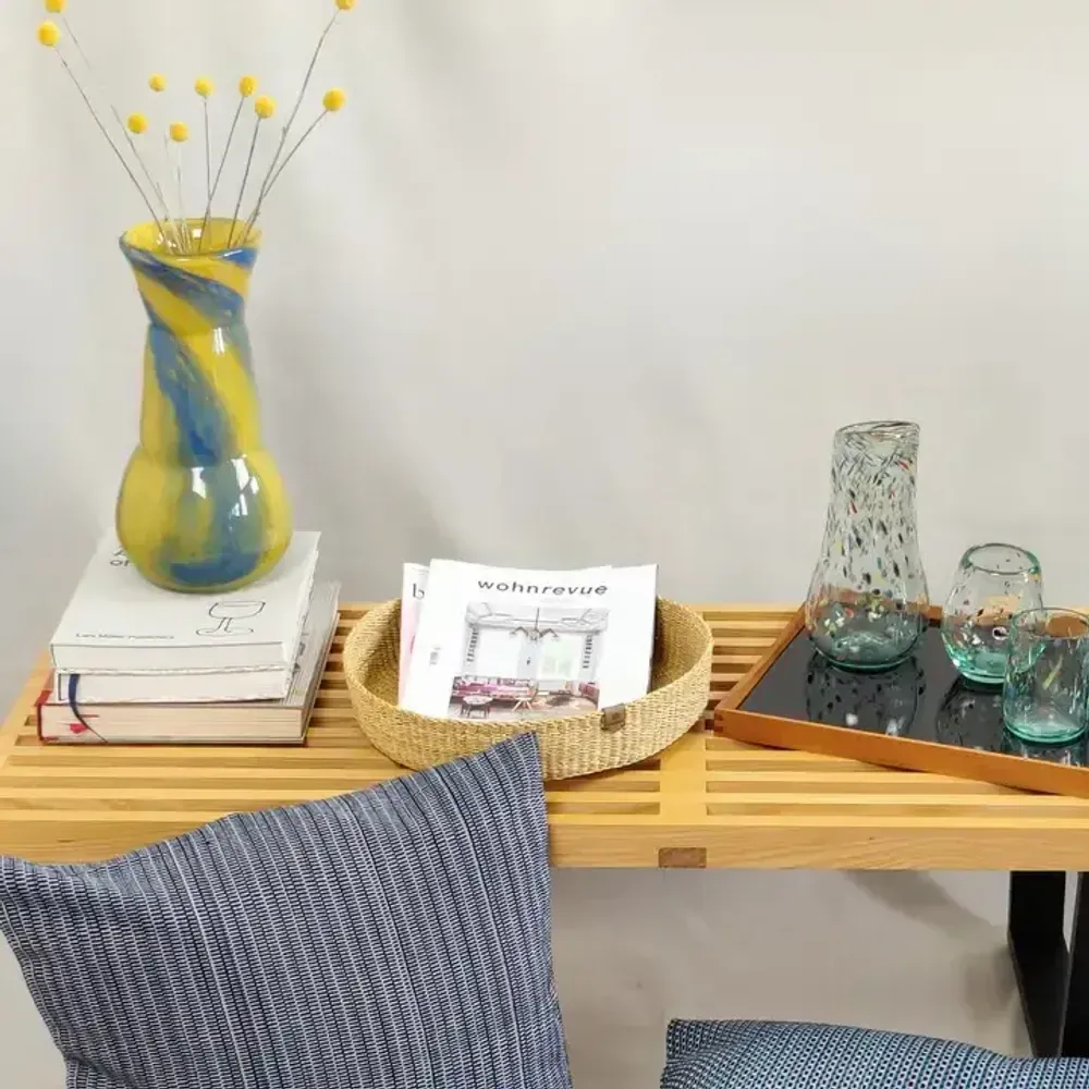 Vases - Glass Vase GLORY | Mouthblown | Recycled Glass | Yellow Blue - SOLOKO