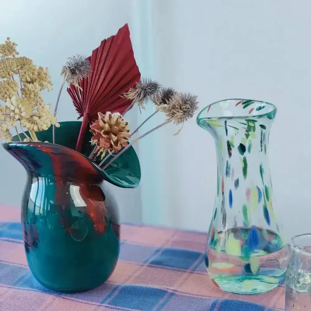 Vases - Glass Vase LILY | Mouthblown | Recycled Glass | Blue Red - SOLOKO