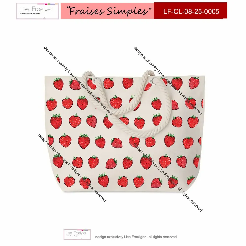 Design textile et surface - Motif textile FRAISES SIMPLES - LISE FROELIGER DESIGNER
