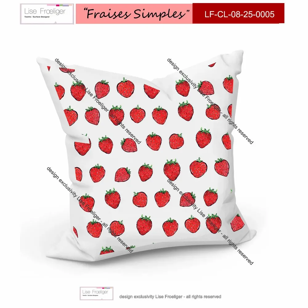 Design textile et surface - Motif textile FRAISES SIMPLES - LISE FROELIGER DESIGNER