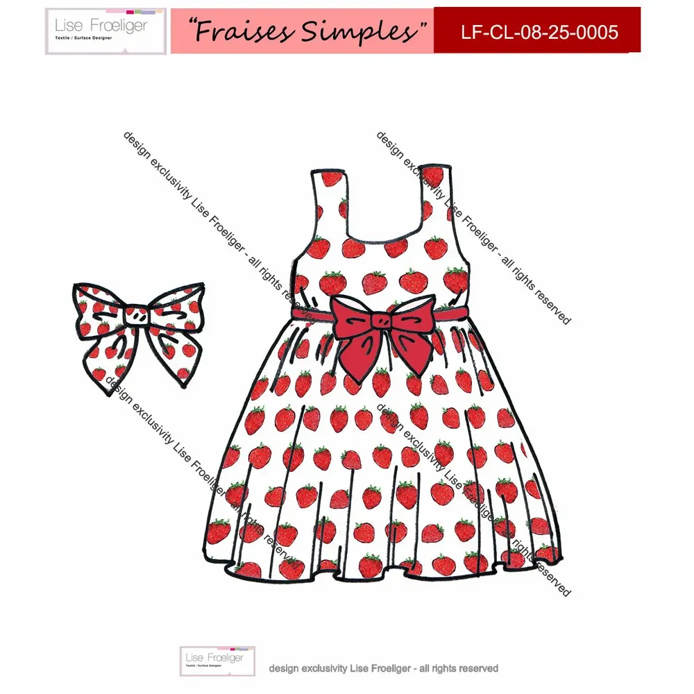 Design textile et surface - Motif textile FRAISES SIMPLES - LISE FROELIGER DESIGNER