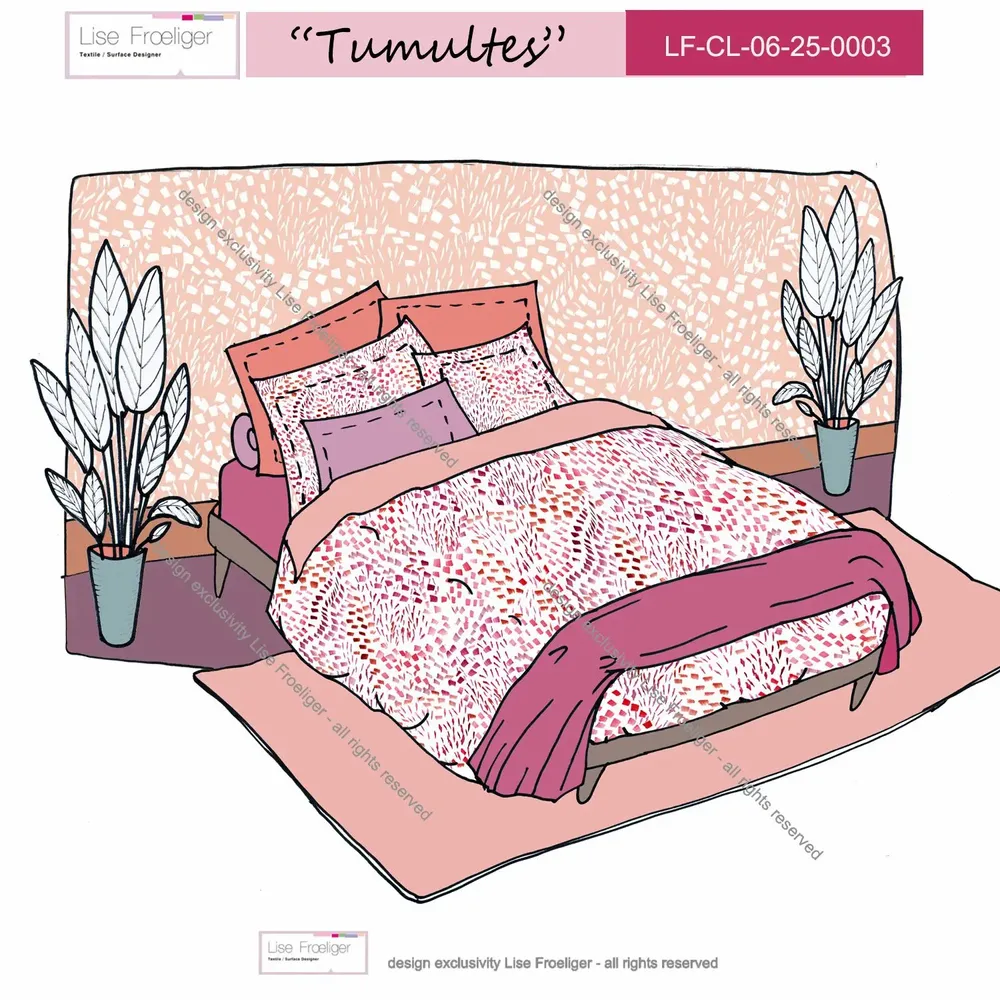 Design textile et surface - motif TUMULTES - LISE FROELIGER DESIGNER