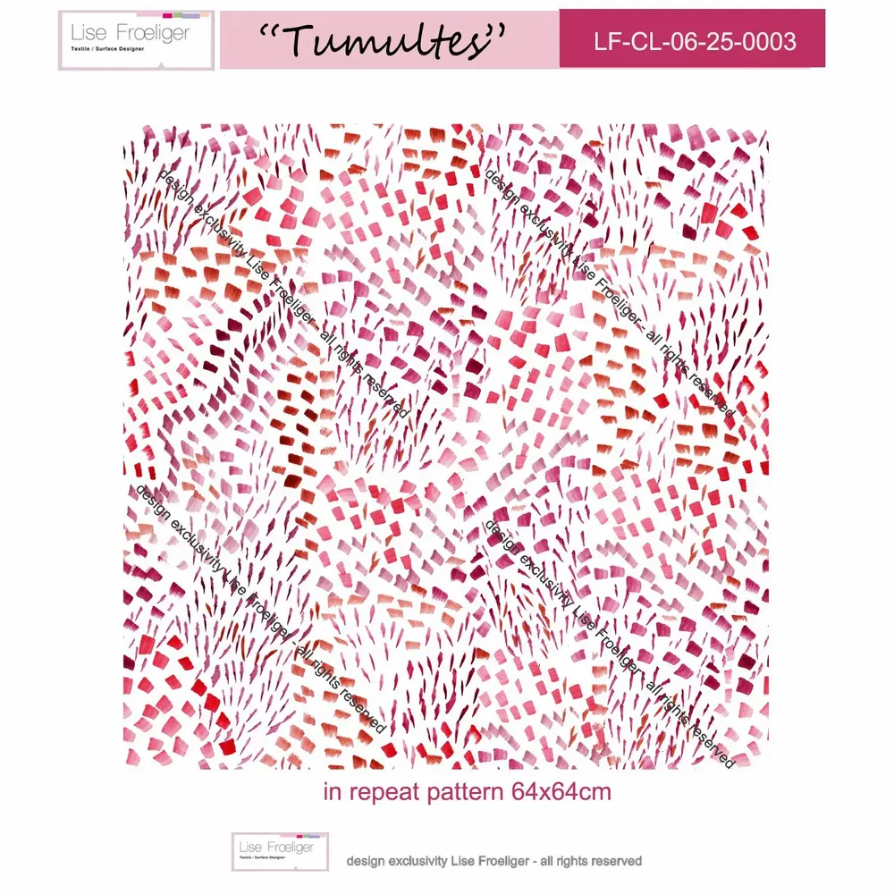 Design textile et surface - motif TUMULTES - LISE FROELIGER DESIGNER