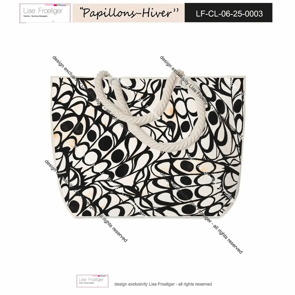 Design textile et surface - motif PAPILLONS HIVER - LISE FROELIGER DESIGNER