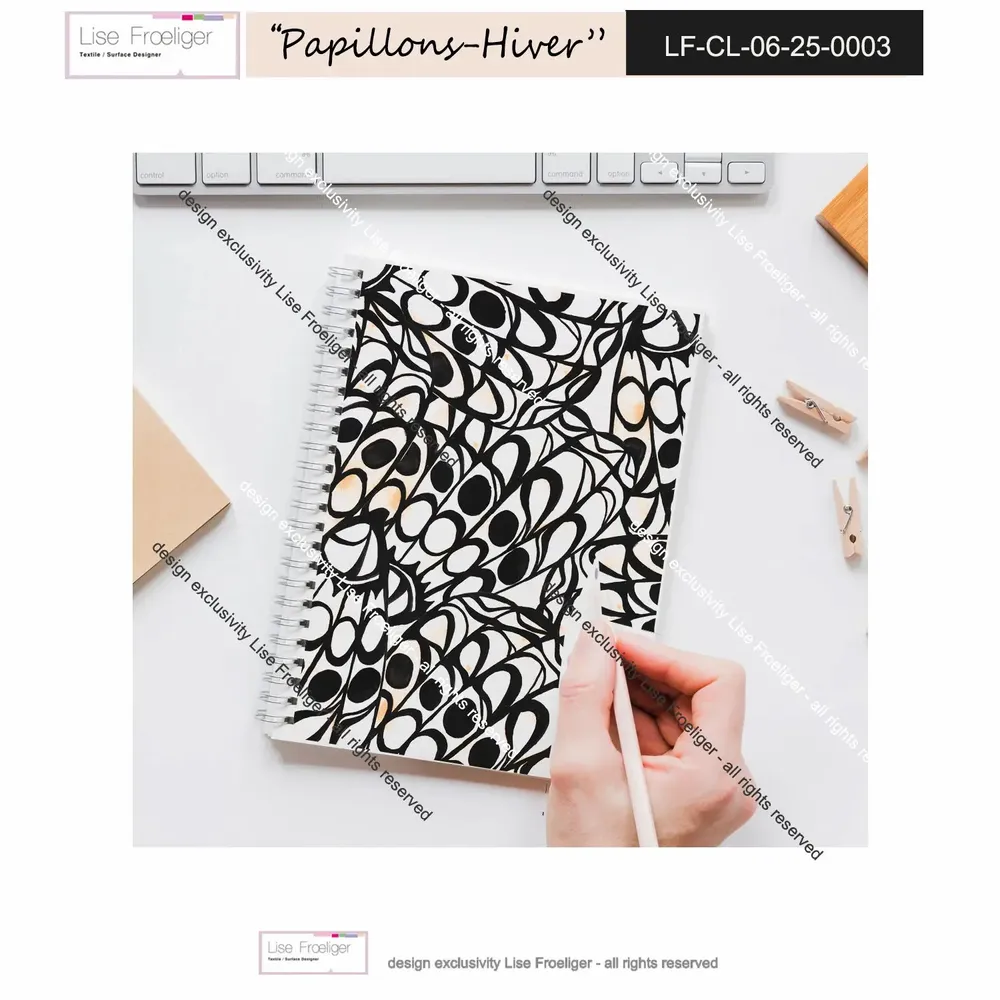 Design textile et surface - motif PAPILLONS HIVER - LISE FROELIGER DESIGNER