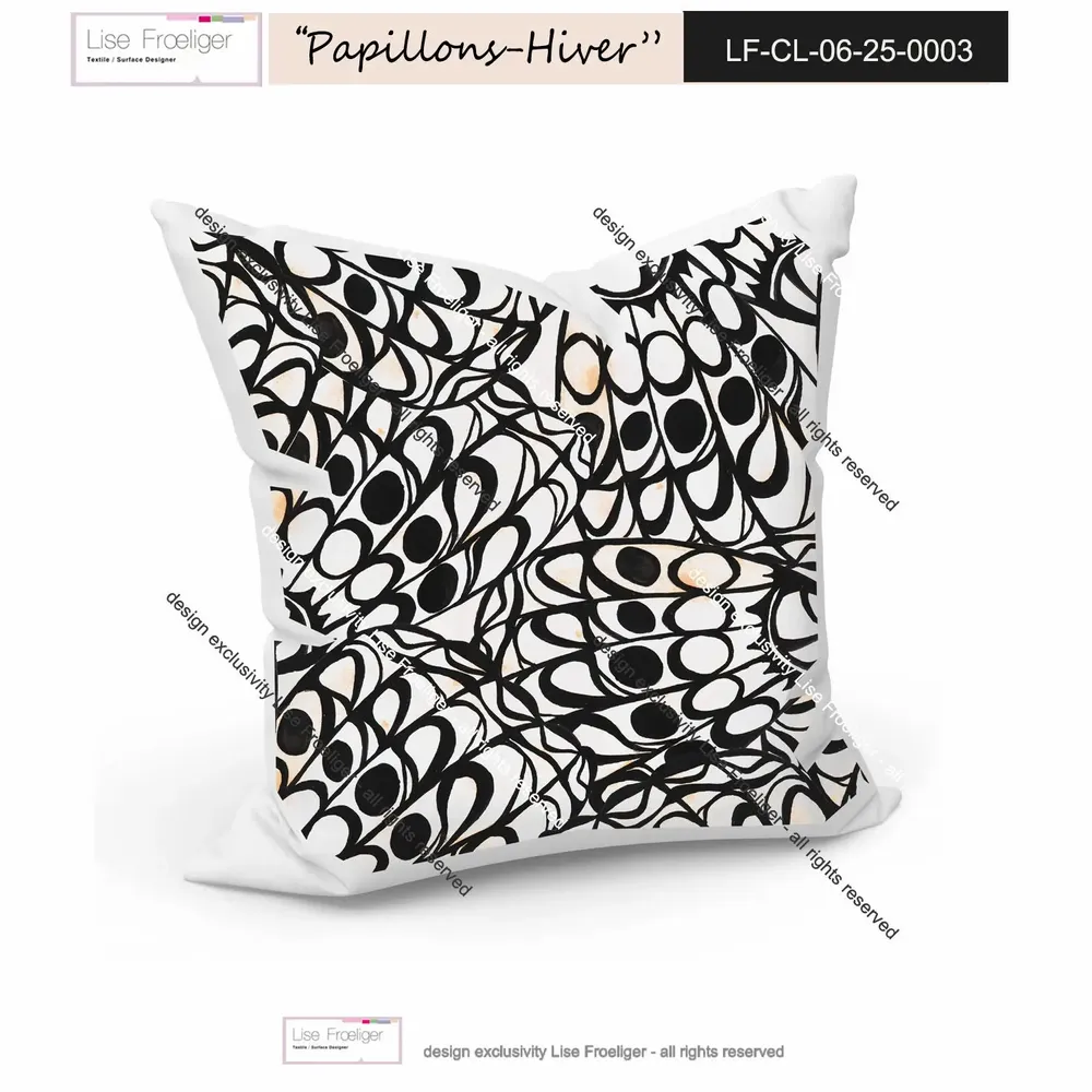 Design textile et surface - motif PAPILLONS HIVER - LISE FROELIGER DESIGNER