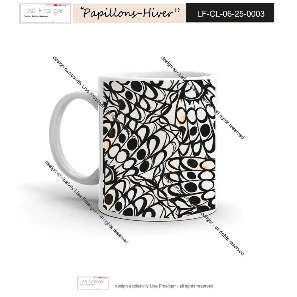 Design textile et surface - motif PAPILLONS HIVER - LISE FROELIGER DESIGNER