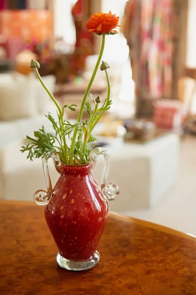 Vases - Vase amphore en verre soufflé, rouge moucheté doré, moyen - ANTHOLOGIST
