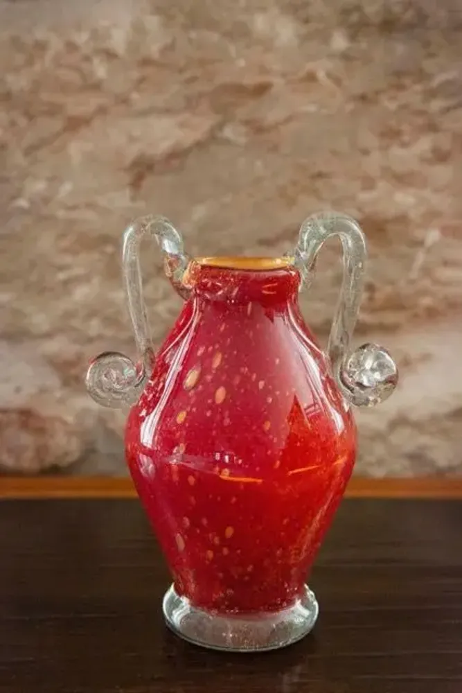 Vases - Vase amphore en verre soufflé, rouge moucheté doré, moyen - ANTHOLOGIST