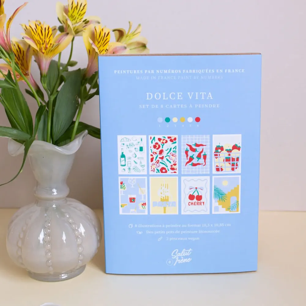 Papeterie - Kit de peinture au numéro - 8 cartes à peindre - Dolce Vita - SALUT IRÈNE