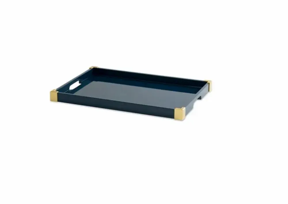 Plateaux - ANDELA - Lacquer Tray With Brass Corners - MAI HOME DECOR PTE LIMITED
