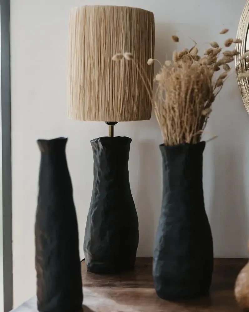 Lampes à poser - Lampe à poser en céramique et fibre naturelle – Style artisanal - COSYDAR-DECO